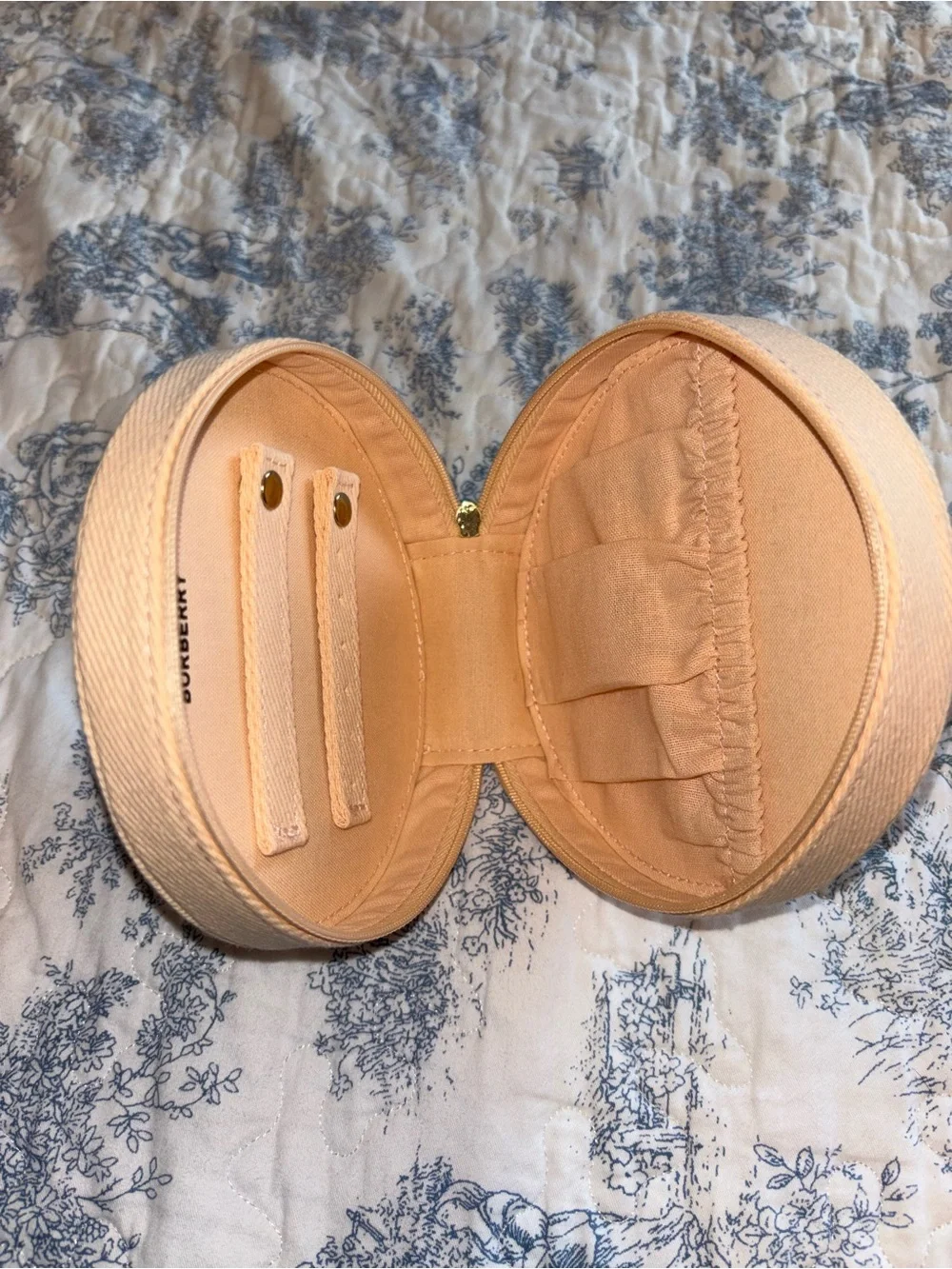 Burberry Beige and Black Round GODDESS Canvas Pouch